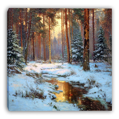 Art mural en toile Sunlit Winter Brook