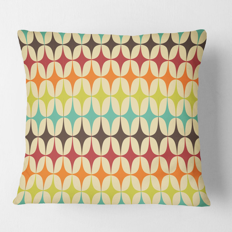 Coussin décoratif abstrait à motif géométrique abstrait V - Mid-Century, 16 po x 1 po
