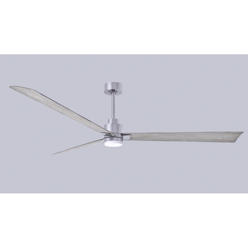 Ventilateur de plafond Alessandra, Ton bois de grange, Nickel brossé, 72"
