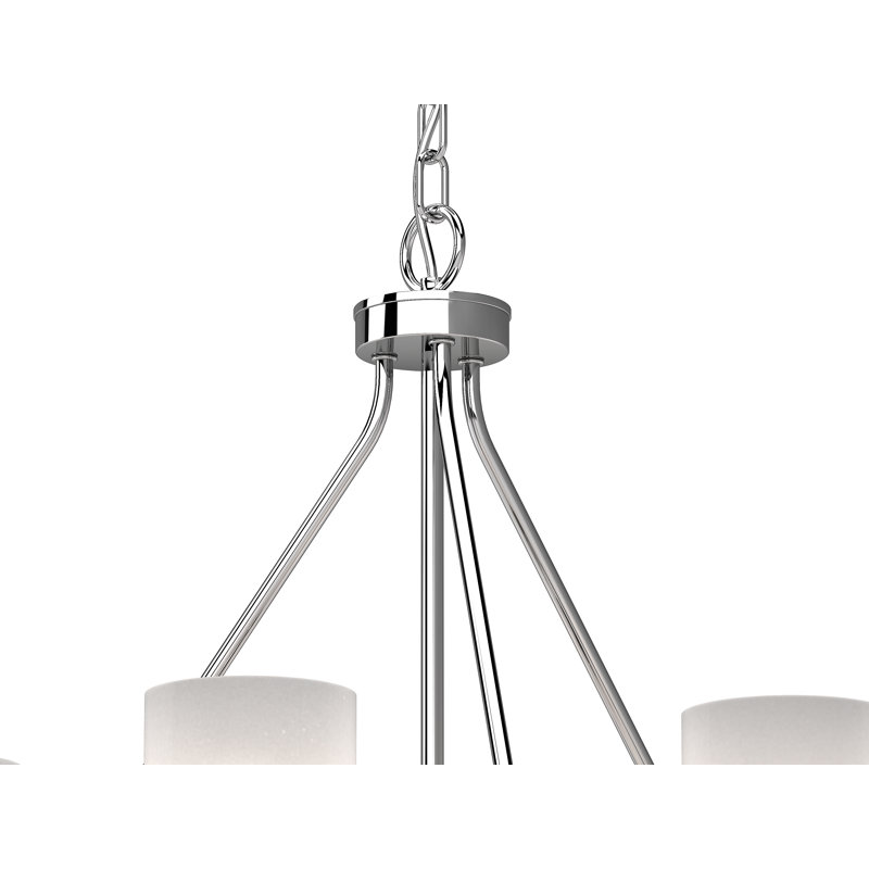 Lustre en chrome à 7 lumières avec abat-jour cylindrique en verre givré Emery