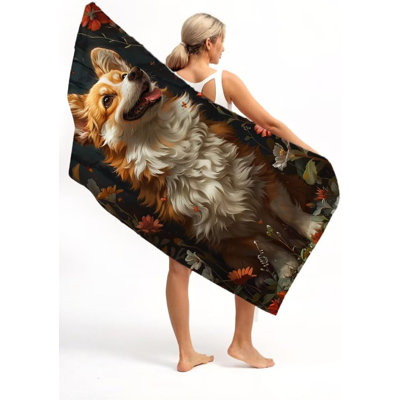 Chien en microfibre surdimensionnée, serviette de plage légère, très grand animal, serviettes de sable minces, voyage, piscine, yoga, gymnase, camping pour adultes, femmes, hommes, articles de plage, accessoires de plage, cadeau de vacances, 30 x 60 po