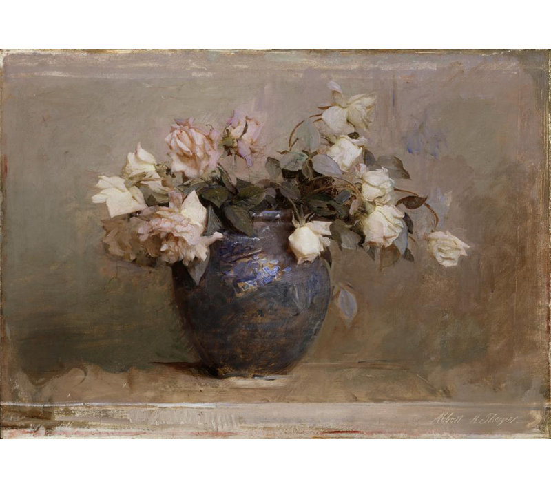 "Roses" par Abbott Handerson Thayer - Art mural sur toile tendue avec châssis, H 40 po x l 28 po