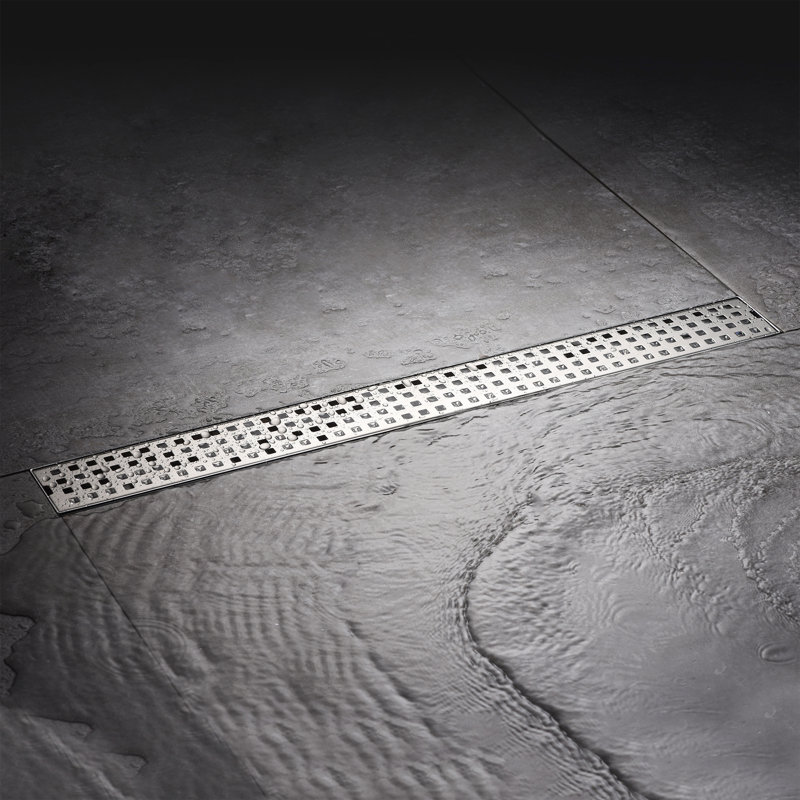 Stainless Steel 24" Linear Shower Drain with Square Pattern Cover