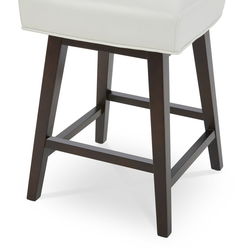 Aoibhne Swivel Upholstered Counter Stool, Pure White/Faux Leather