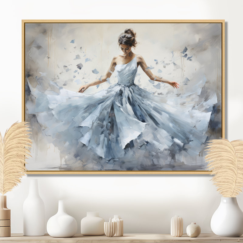 Blue Ballet Dance I - Ballet, impressions encadrées, H 16 po x l 32 po x P 1 po, Cadre flottant érable
