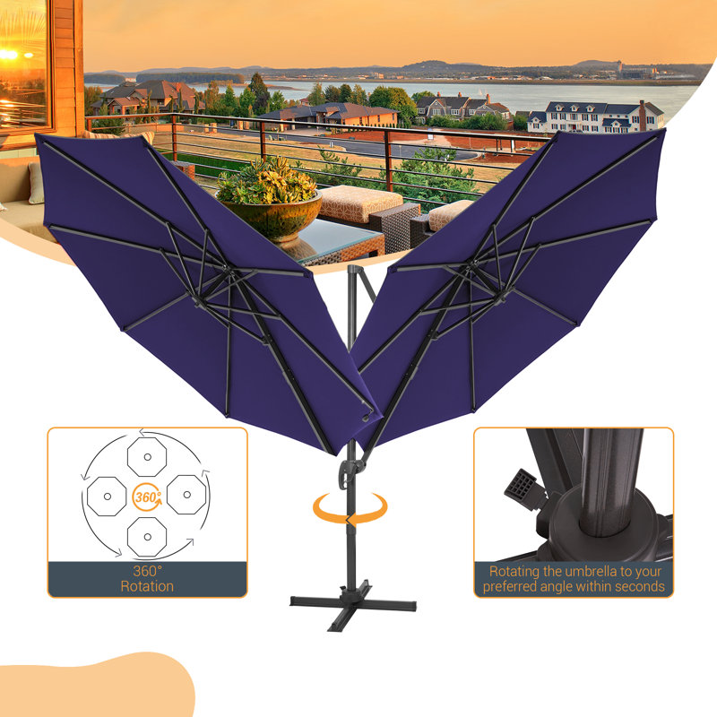 Parasol en porte-à-faux 132,1 po Sabaha, Bleu marine