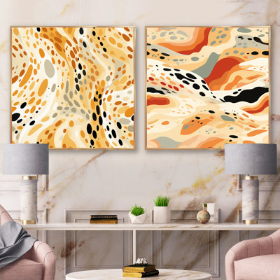 Coralien - Ensemble de 2 collages carrés abstraits
