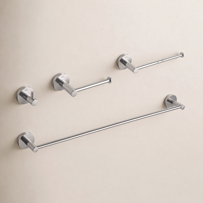 Circular 4 - Piece Bathroom Hardware Set, Chrome