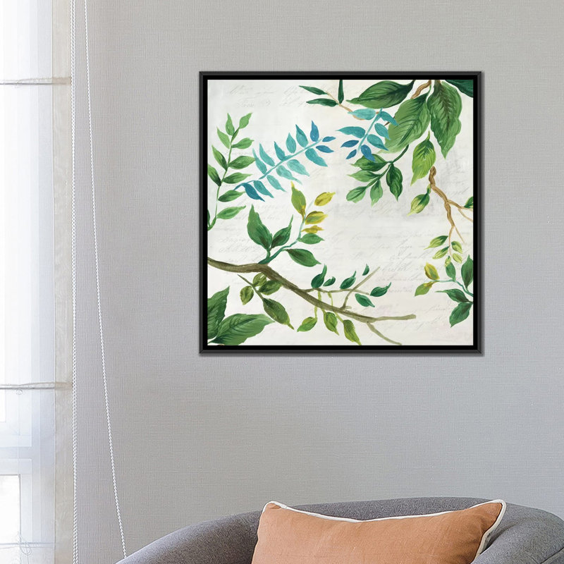 « luxueux leaves », impression sur toile, H 18 po x l 18 po x P 1,5 po, Toile avec cadre noir, Pas de tapis