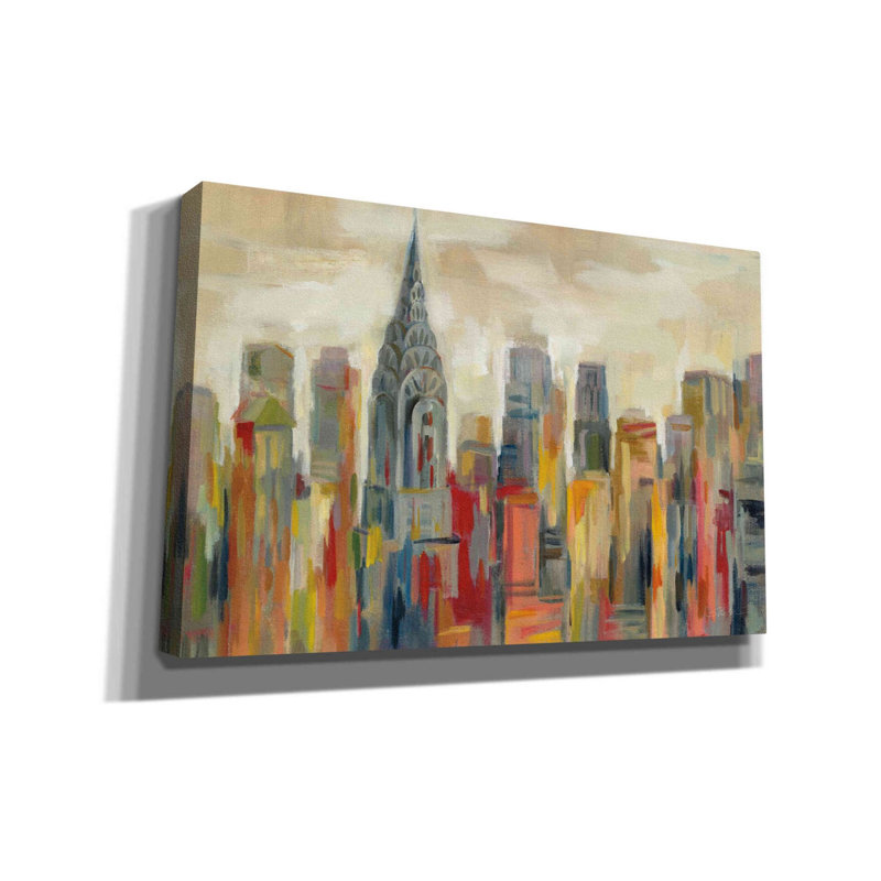 «Manhattan» par Silvia Vassileva, art mural sur toile, H 26 po x l 40 po x P 1,5 po
