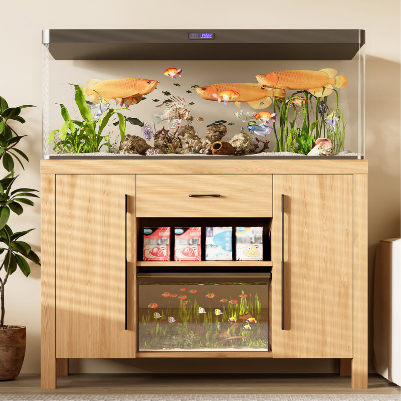Armoire décorative, armoire de rangement, support d'aquarium avec prises de courant et tiroir de rangement