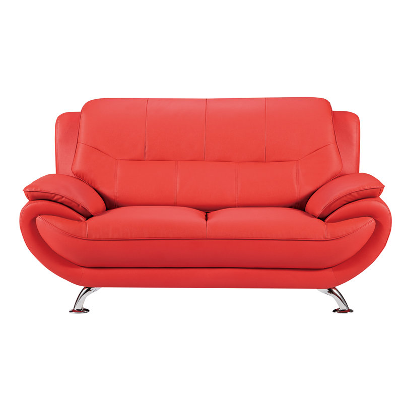 Jamelia 69'' Faux Leather Loveseat, Red Faux Leather