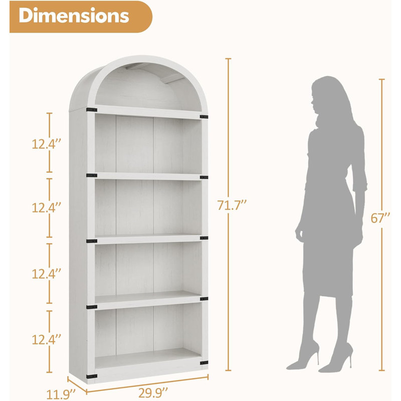 182.1cm H x 76.2cm W Bookcase, White