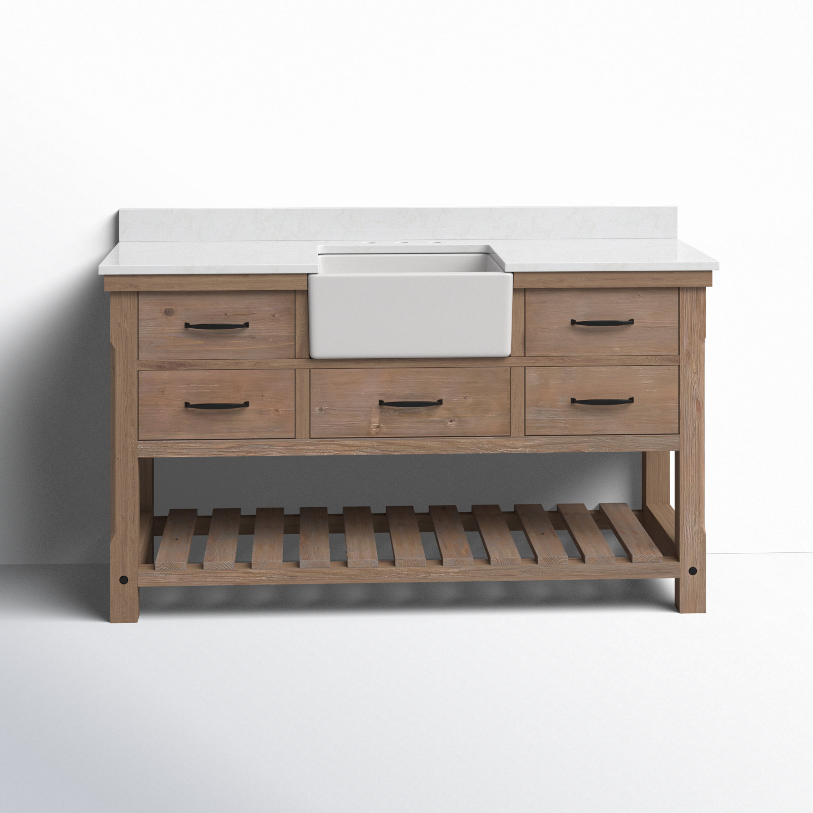Curiel 60 " Pine Single Bathroom Vanity, Weathered Natural/Matte Black