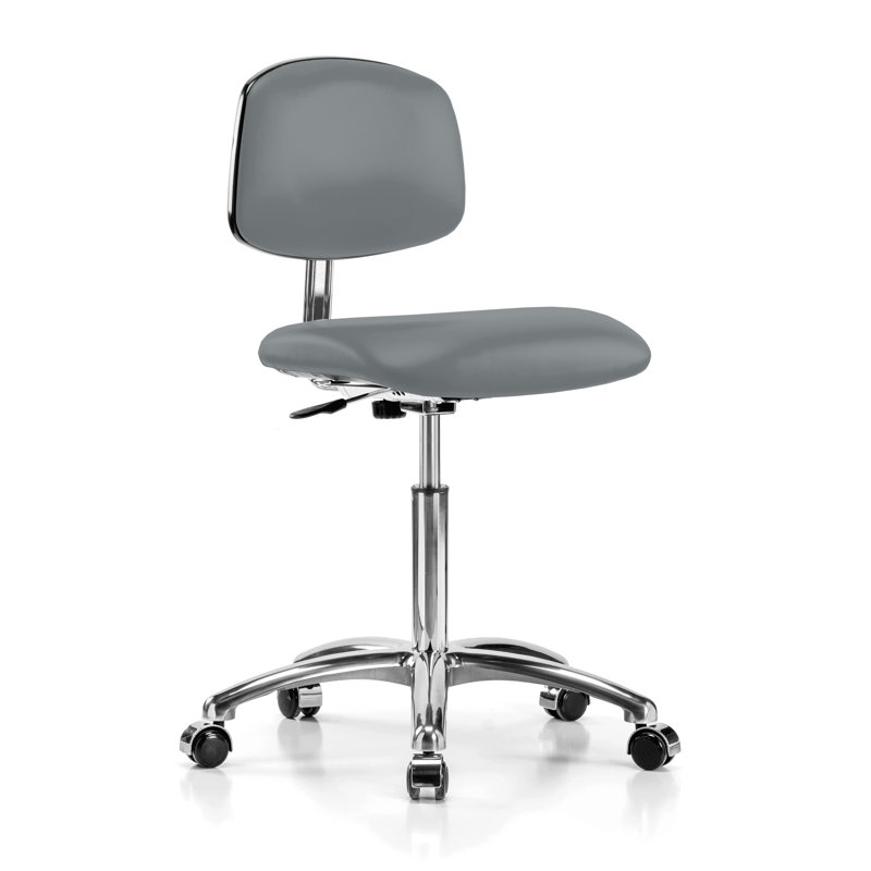 Perch Cleanroom Vinyl Chair  | Medium Bench Height 20-27", Cinder Fabric, 16"