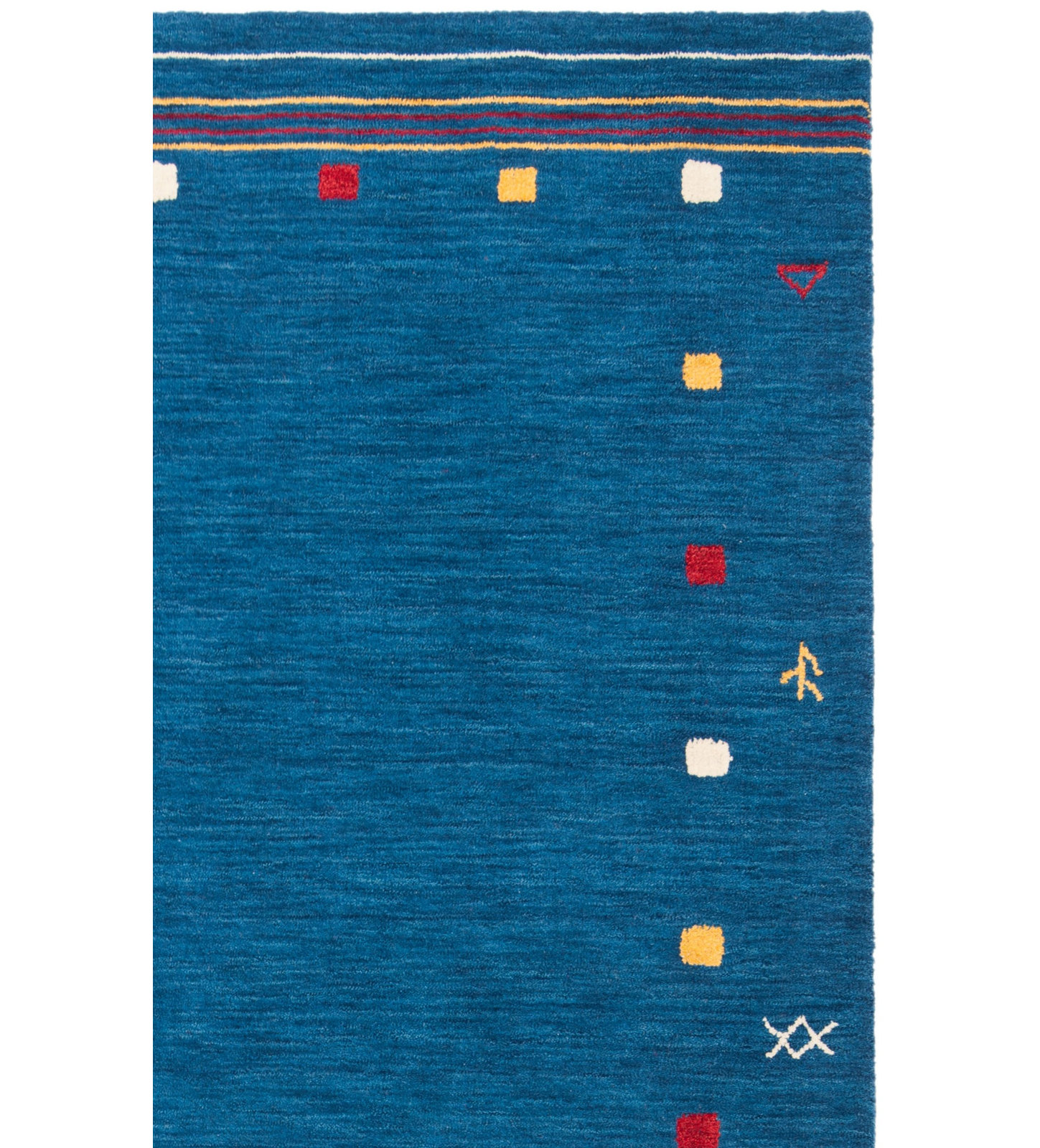 Danette Blue Southwestern Hand-Loomed Wool Rug, Square 6'