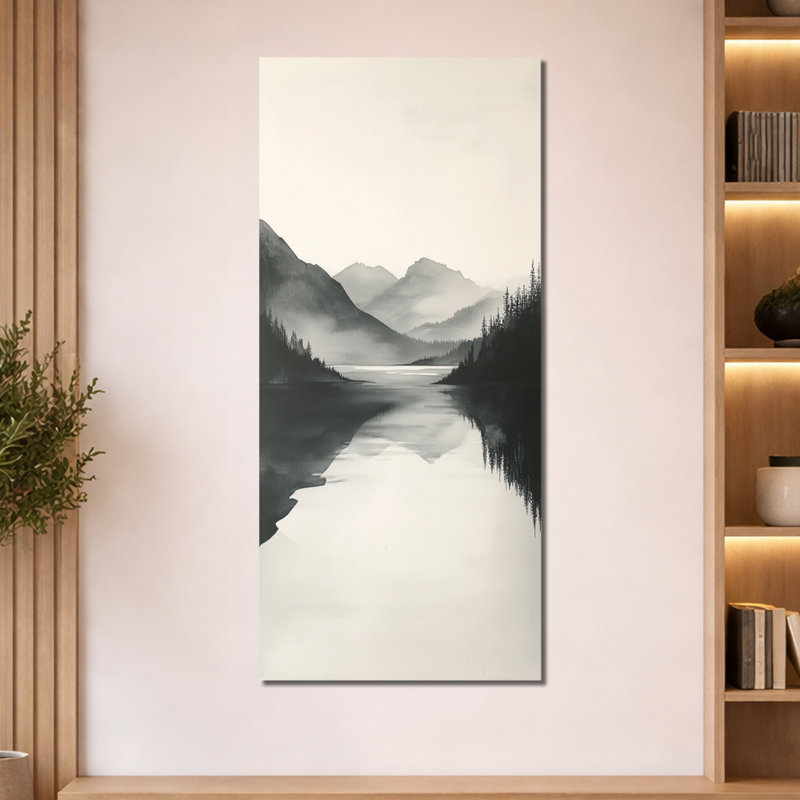«Gray White Carmel II - Gray Scenic», reproduction d'art sur toile, H 60 po x l 28 po, Toile tendue