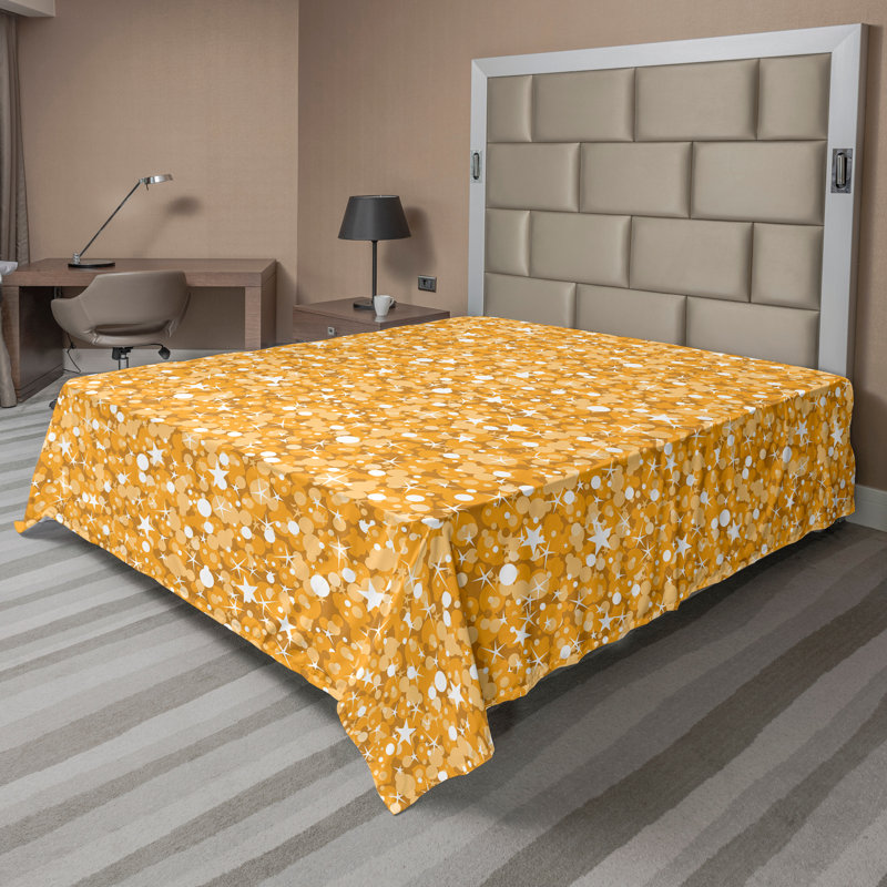Ambesonne Nature Top Flat Sheet Glisten Fish Sunlight, Orange White Abstract, Queen Flat Sheet