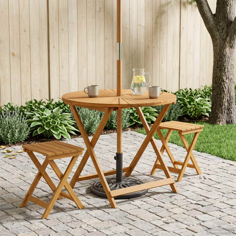 Folding Outdoor Bistro Table, 75cm H x 90cm W x 90cm D