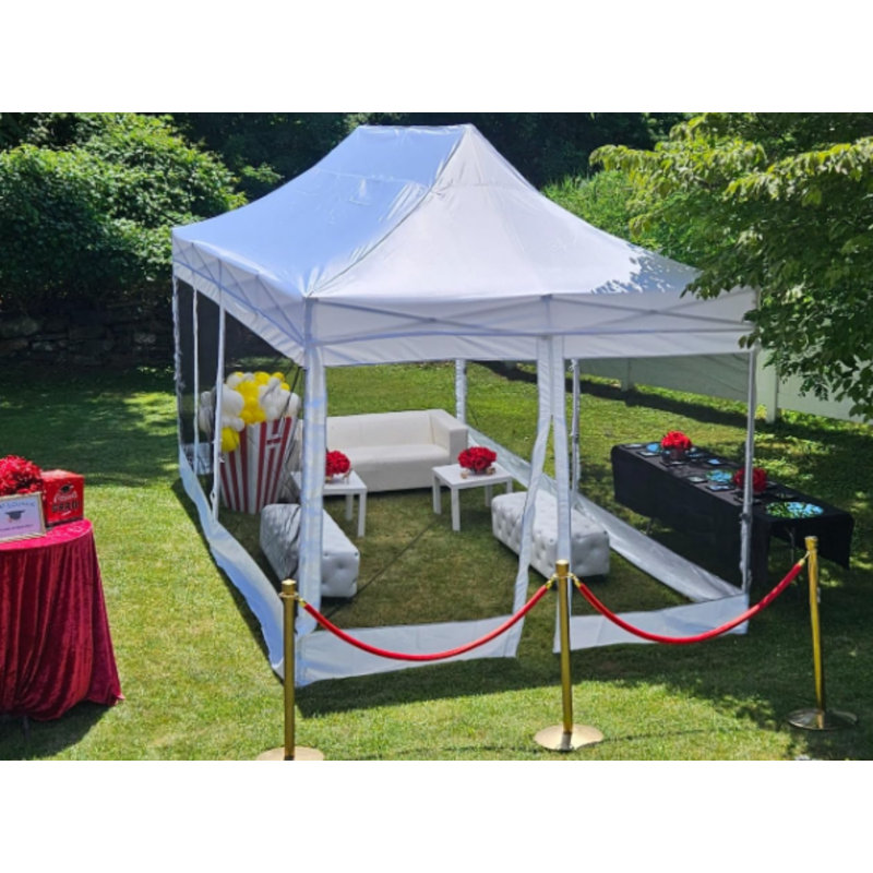 10'x20' Heavy Duty Canopy Tent, Pop up Gazebo with Netting Screened, White