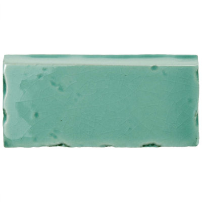 Novecento Zocalo 5.1" x 2.5" Glossy Ceramic Bullnose Wall Tile Trim in Teal