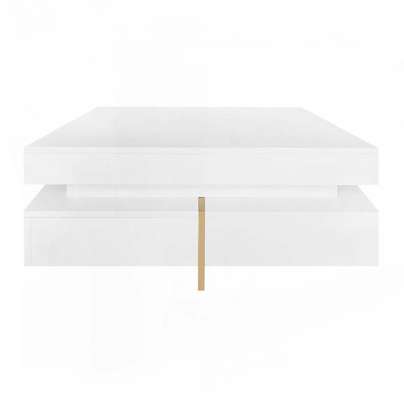Table basse haute brillance avec 4 tiroirs, Blanc