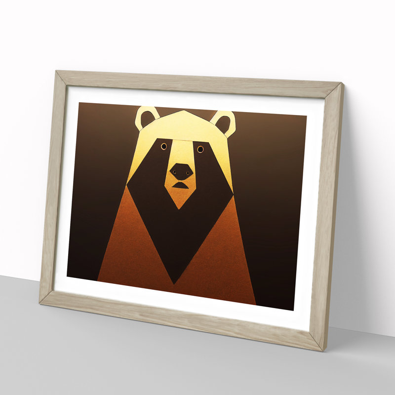 Golden Abstract Bear - Single Picture Frame Print