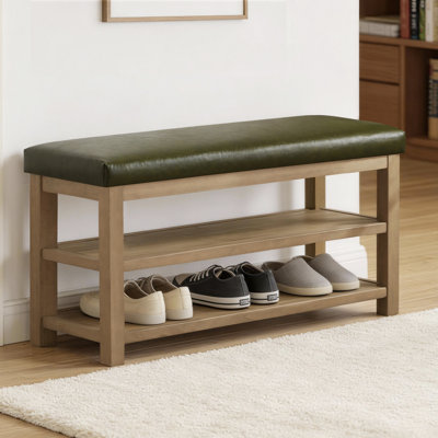 Hahnville Faux Leather Upholstered Storage Shoe Bench