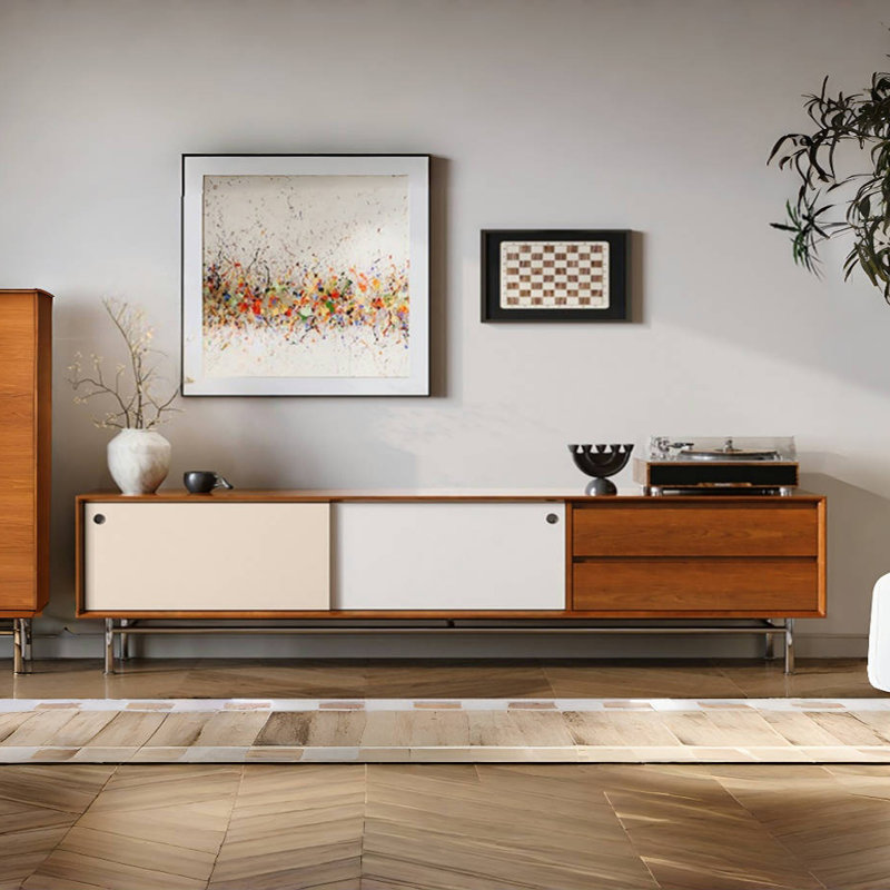 Armoire média moderne en bois, H 19,29 po x L 94,49 po x l 15,75 po