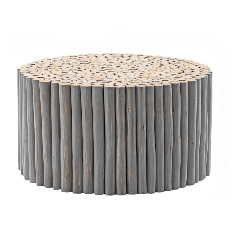 Table basse en bois massif Celenne, Gris