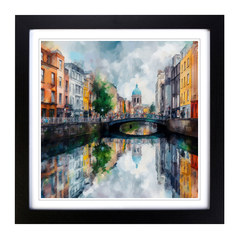 City Of Dublin Impressionism - Framed Print, Black