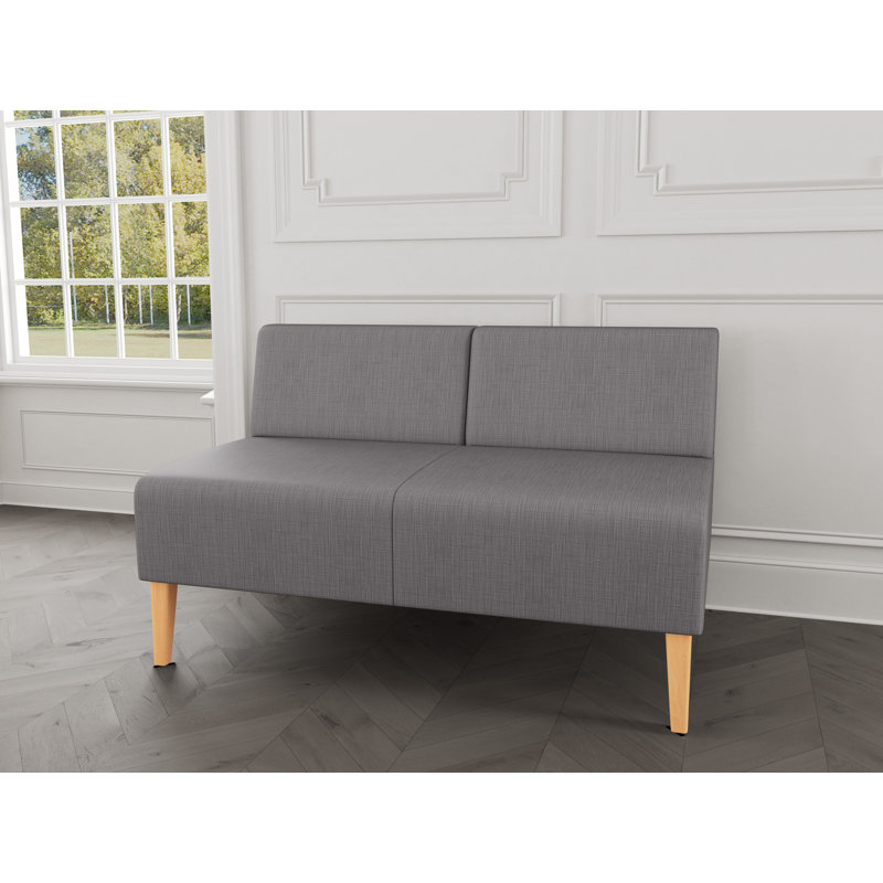 Causeuse sans accoudoirs Luxe Lounge, Plot Line acier, Bois naturel