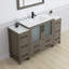 Ensemble de meuble-lavabo autoportant 60 po avec plateau en céramique et miroir assorti Brescia-122499364