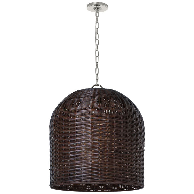 Nancy 3 - Light Pendant, Espresso Wicker, 28.25" H x 25.25" W x 25.25" D, Polished Nickel
