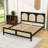 Wooden Platform Bed with Rattan-Decorated Headboard and Durable Frame-815961969-815961974