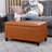 33.6" Faux Leather Storage Ottoman With Wooden Legs