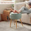 Tabouret de coiffeuse rembourré en molleton Teddy avec rangement et dossier rabattable-1748950979