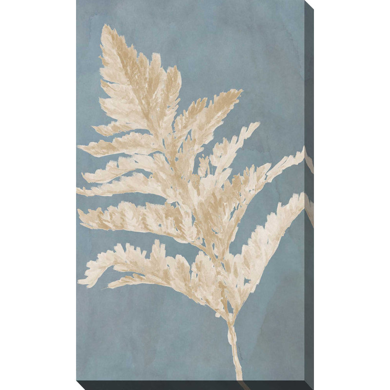 «Tan Leaf on Blue I», reproduction de peinture acrylique sur toile, H 30 po x l 18 po x P 1 po, Toile tendue