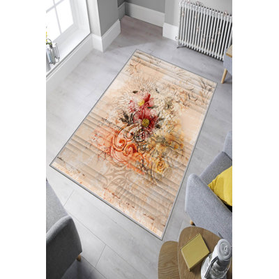 Premium Hall Carpet, 3.3 x 6.6 Feet, 100% Polyester, 0.3 in Pile Height | Antibacterial, Non-Slip Underside, Machine Washable | Elegant 3D Digital Print Design, Perfect for Entryways & Living Rooms