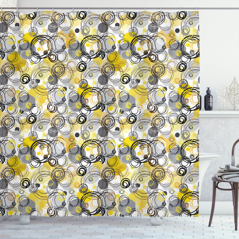 Geometric Shower Curtain with Hooks Included, 75" H x 69" W