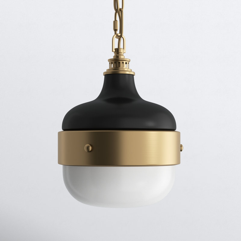 Tulane - Light Single Pendant, Dark Antique Brass / Matte Black, 10.875" H x 8" W x 8"D