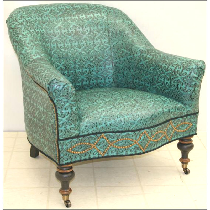 Leather Armchair, Africa Antique Red, Brushy Bayou, Old Gold E
