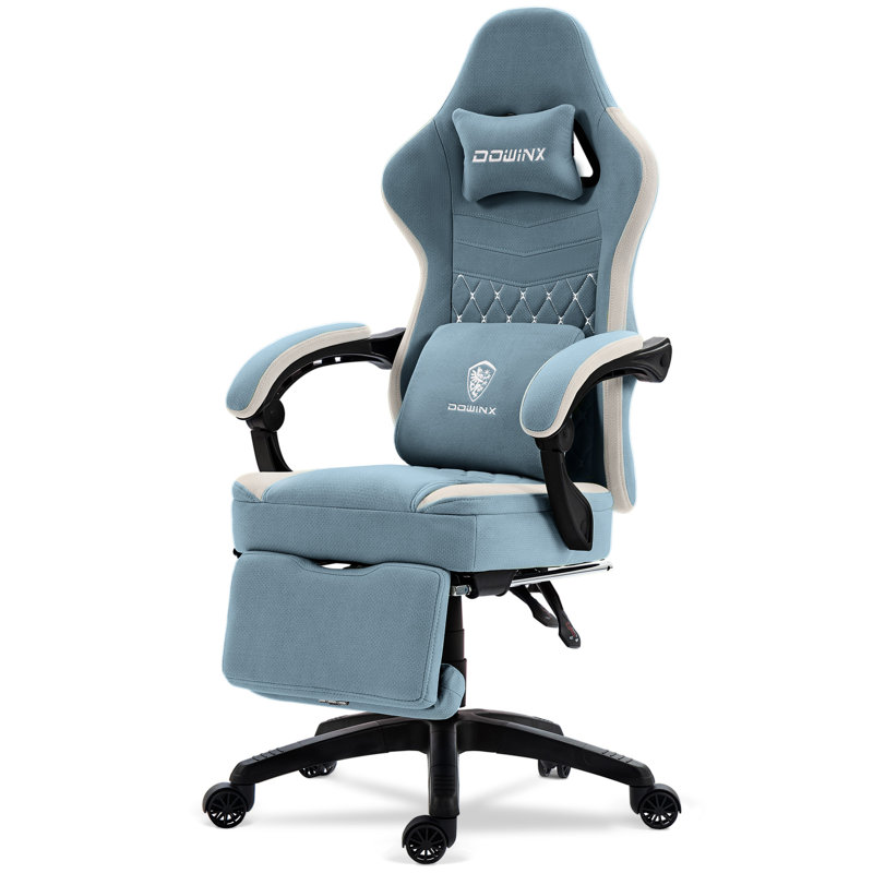 Ergonomic Gaming Chair with Footrest and Lumbar Support, Breathable Fabric Office Chair with Cooling Gel Seat Pad and Storage Bag, Home Computer Desk Chair