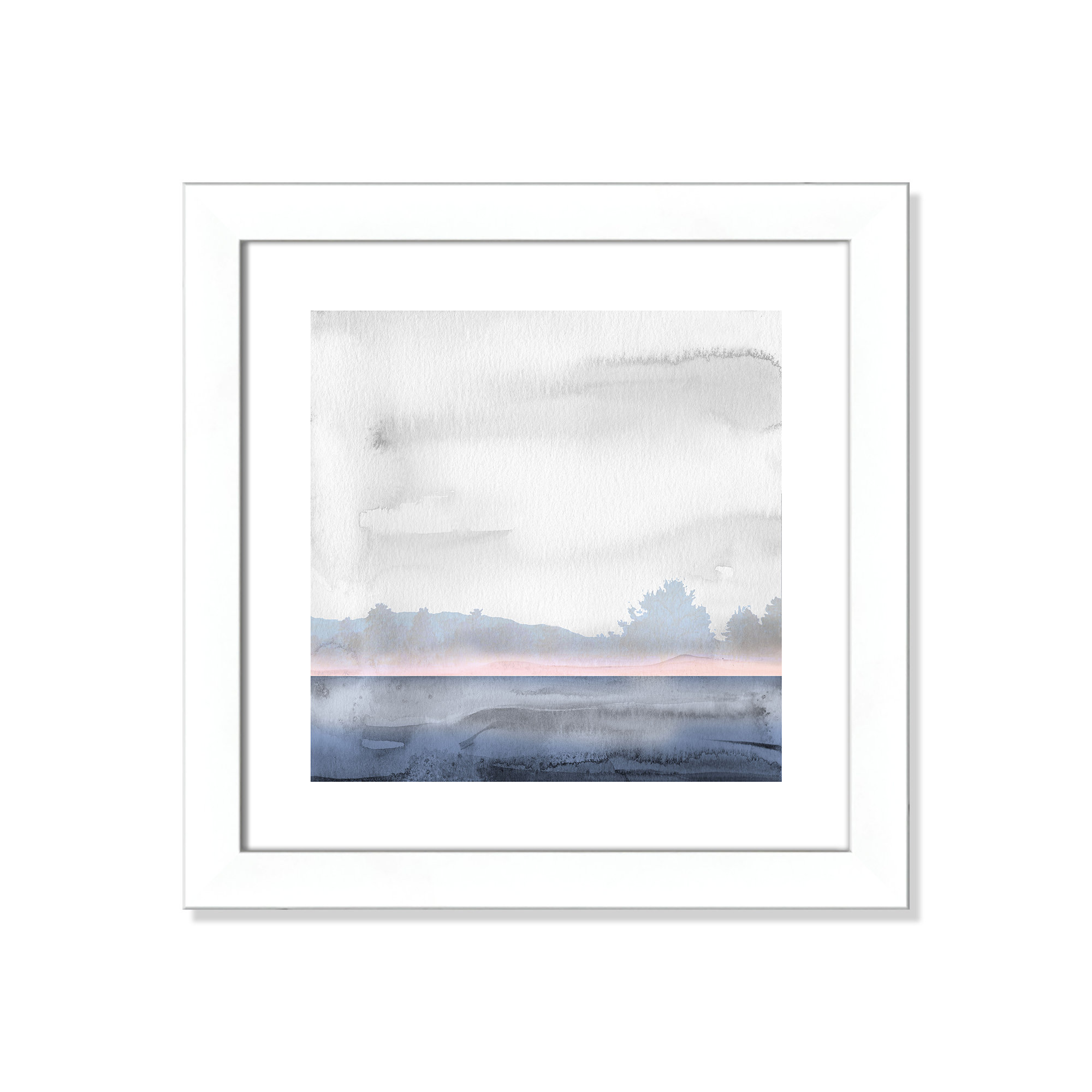 Rose Shores II - Painting, White Framed, 18.5" H x 18.5" W x 1.25" D