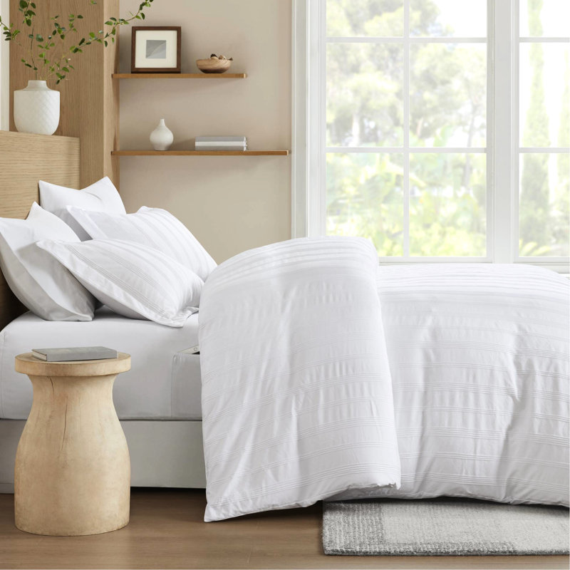 Couette rayée entièrement tissée avec revers en microfibre semblable au nuage, résiste au boulochage, idéale pour les peaux sensibles