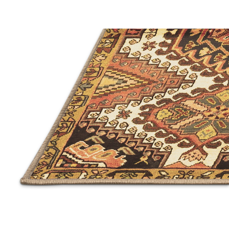 Tapis brun lavable à la machine Mashud Traditional 4398, Rectangle 8 pi x 10 pi