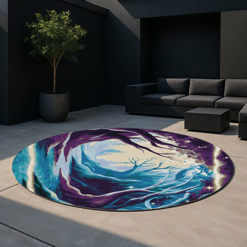 Nightfall Bloom Indoor And Outdoor Area Rug, Round 5'