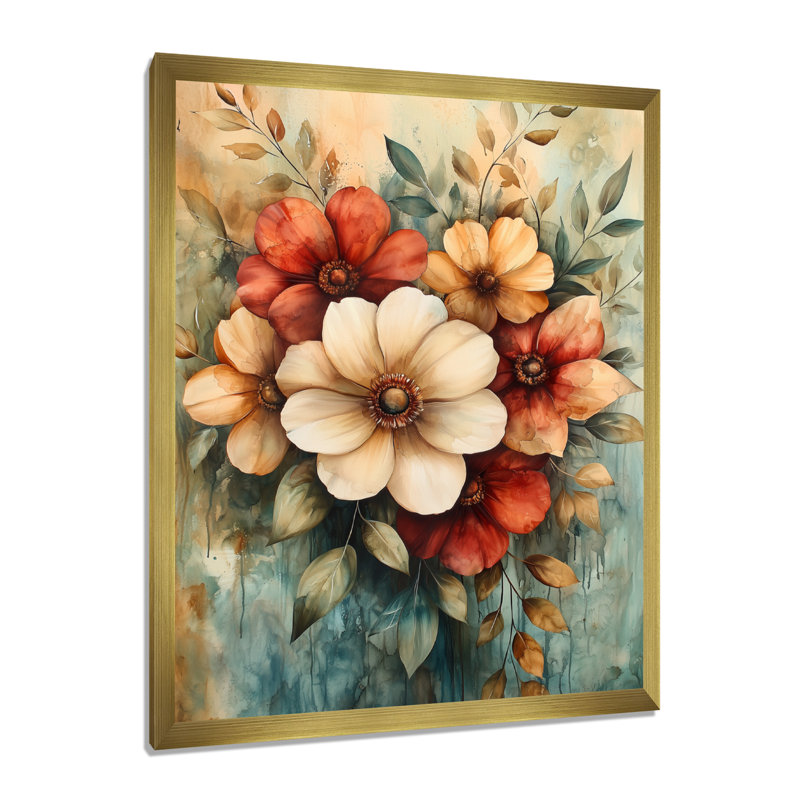 Hartley - Floral Wall Art, H 32 po x l 16 po, Reproduction encadrée d'une seule photo, Doré