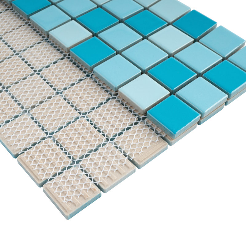 Carreau de mosaïque en porcelaine pour mur et plancher Tropical Night 0,98 "x 0,98", Bleu aquas