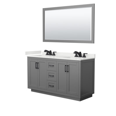 Miranda 60" Freestanding Double Bathroom Vanity with Quartz Top with 58" Mirror